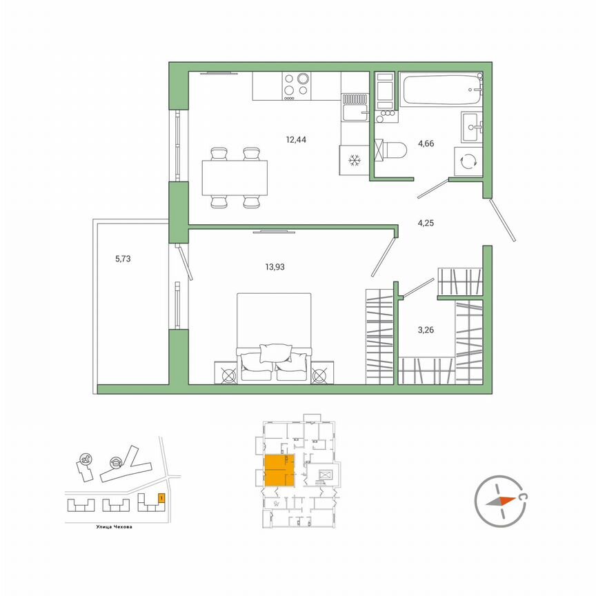 1-к. квартира, 40,3 м², 7/9 эт.