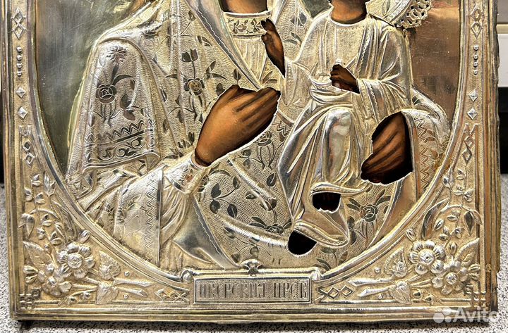 Икона Иверская Пресвятая Богородица Серебро Золоче