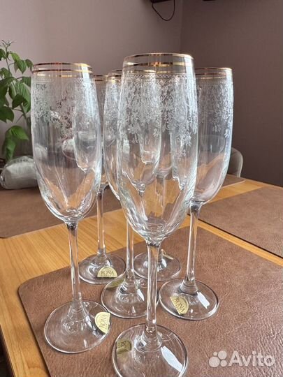 Фужеры для шампанского 6 штук новые