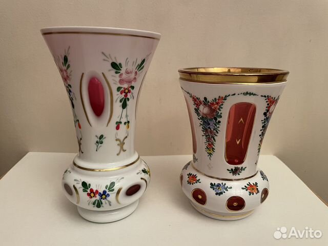 Ваза чехословакия двухслойное стекло