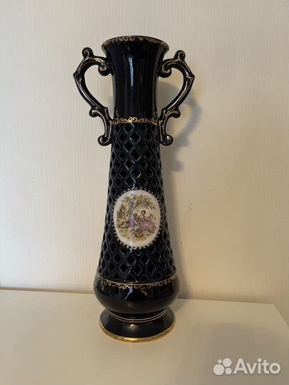 Ваза 43 см,кобальт,прорезной фарфор,ссср,Фрагонар