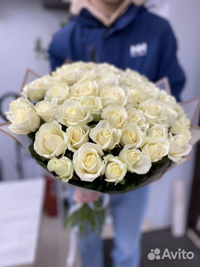 51 белая роза, букет. Белые розы, цветы Самара