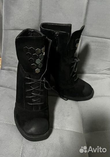 Ботильоны, сапоги зимние женские черные