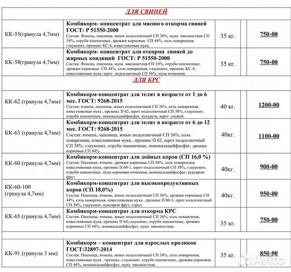 Комбикорм для кур, бройлеров,с/х птицы, с/х животн