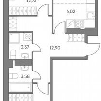 2-к. квартира, 68,1 м², 13/28 эт.