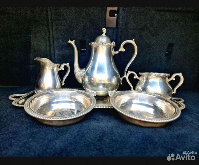 Серебрение набор Кофейник, сахарница, поднос