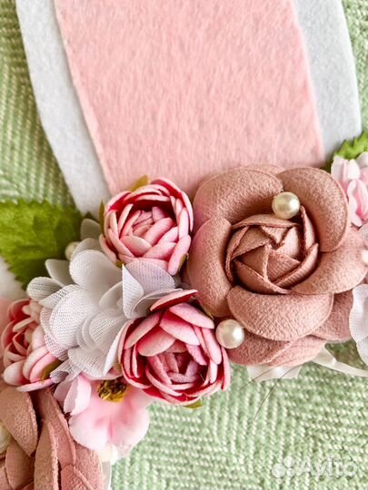 Ободок с цветами и ушками