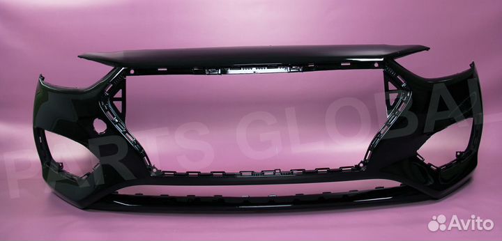 Бампер передний черный Hyundai Solaris 2 2017-2020