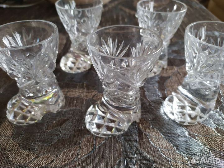 Стопки хрустальные Сапожок (СССР) 5 шт
