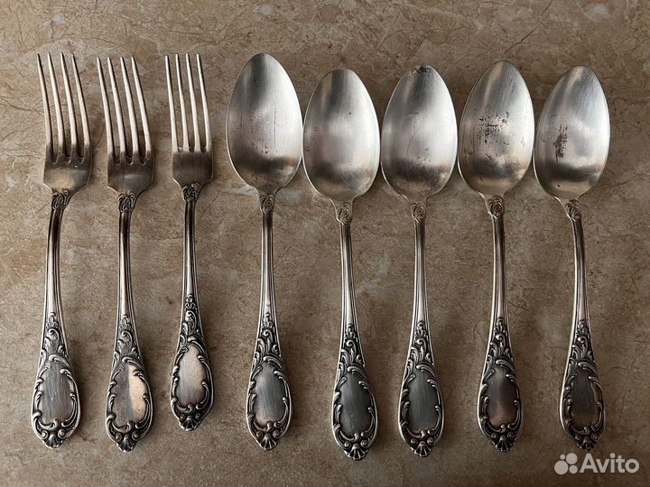 Чайные ложки мельхиор роза