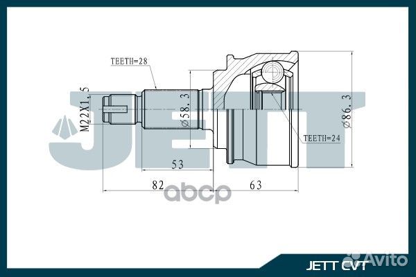 Шрус внешний v41-9322 jett 248 899322,SU40 V419322