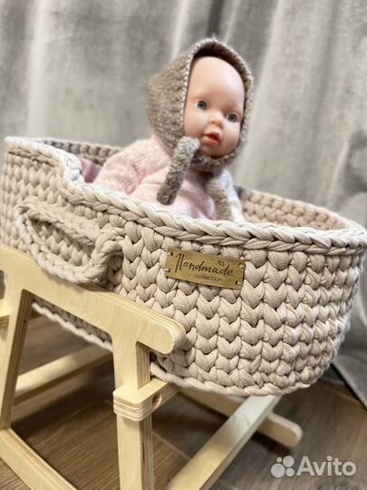 Вязаная люлька переноска для куклы и кукол