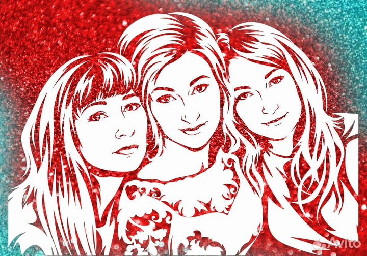 Портрет блестками флип флоп картины