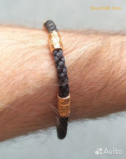 Браслет гайтан на руку позолоченное серебро 4мм