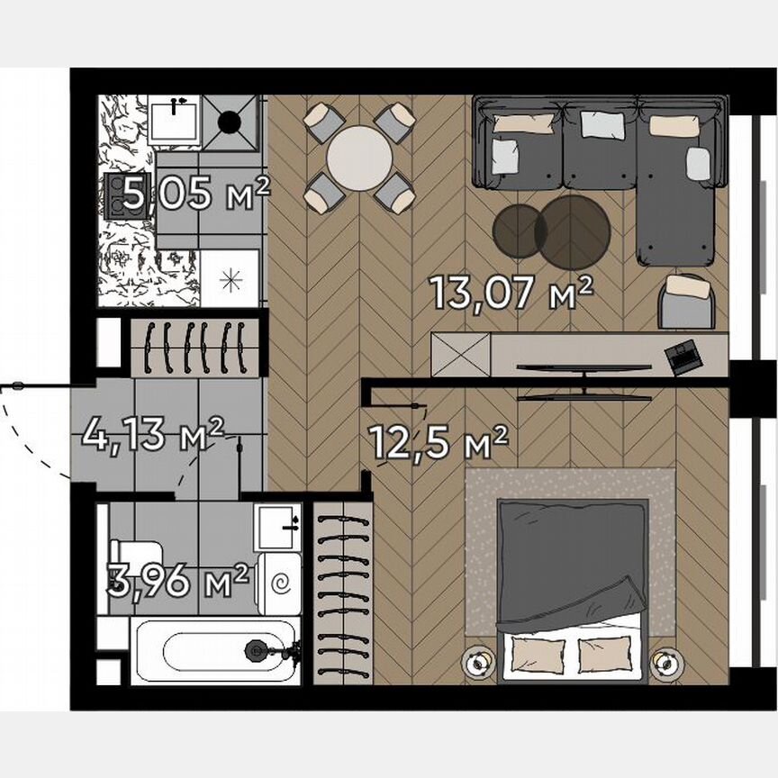 2-к. квартира, 38,7 м², 8/25 эт.