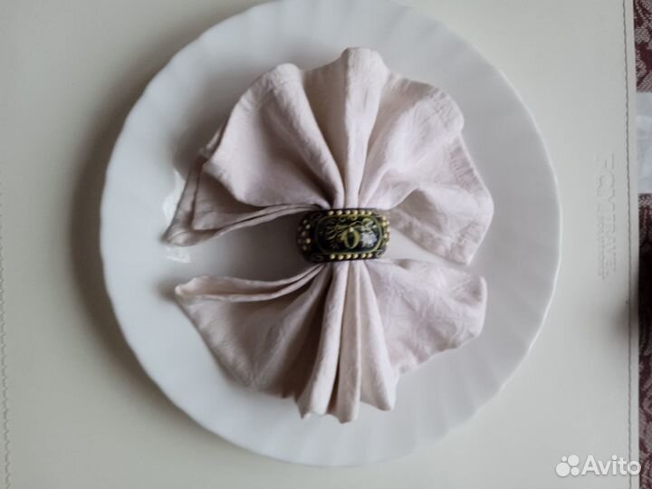 Цветное стекло винтаж, кольца гжель для салфеток