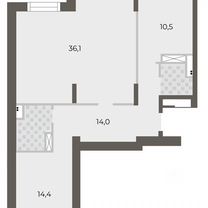 2-к. квартира, 84 м², 4/15 эт.