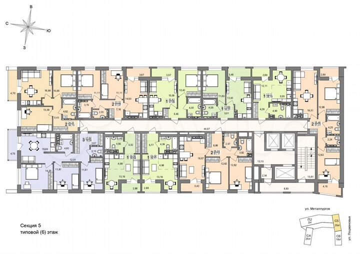 2-к. квартира, 61,3 м², 13/26 эт.