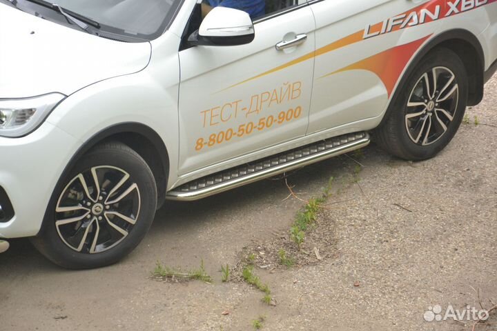 Защита порогов с алюмин. площадкой 51мм lifan X60