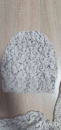 Комплект (шапочка, снуд, варежки) шерсть