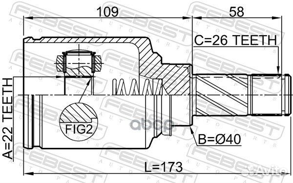 Шрус внутренний левый 22X40X26 2411saniilh Febest