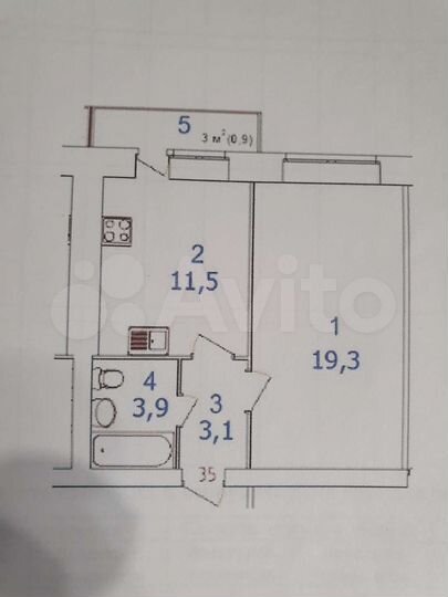 1-к. квартира, 38 м², 1/8 эт.