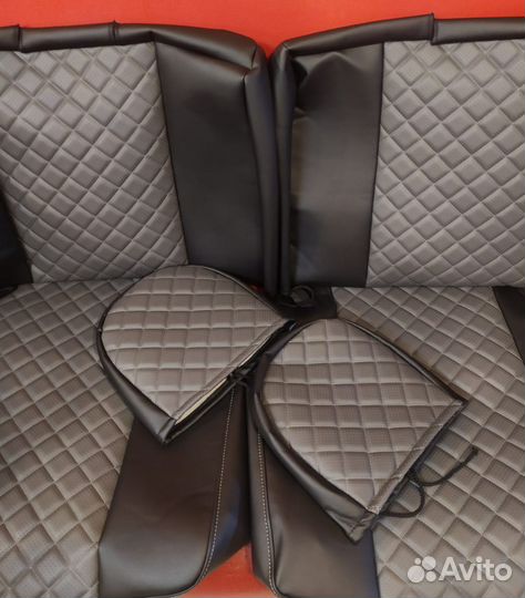 Чехлы Чери Тиго с 05-12г экокожа черно-серая