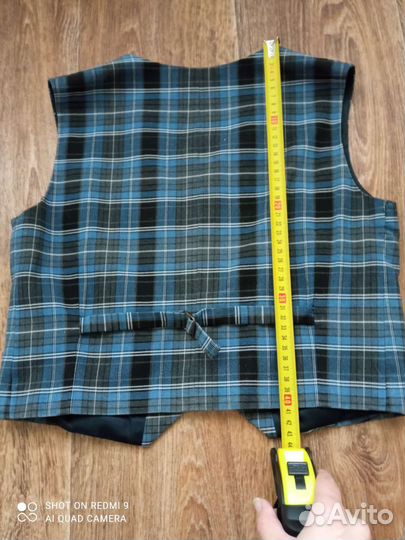 Жилетка школьная серо-голубая клетка Алина