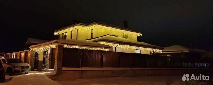 Украшение домов, контурная подсветка дома