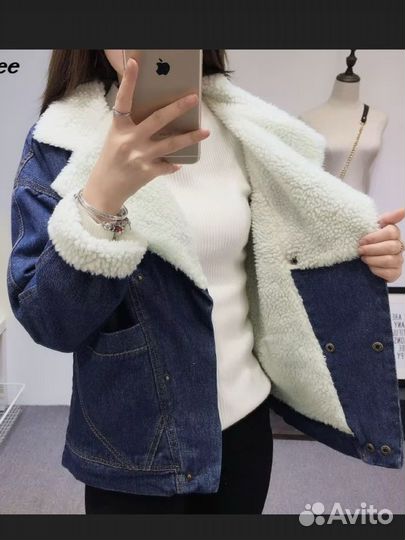 Джинсовая куртка женская зимняя