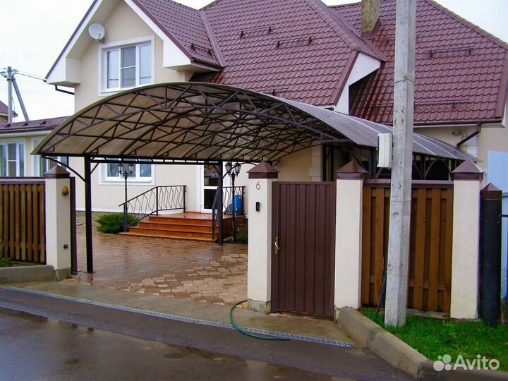 Навес поликарбонат / профнастил