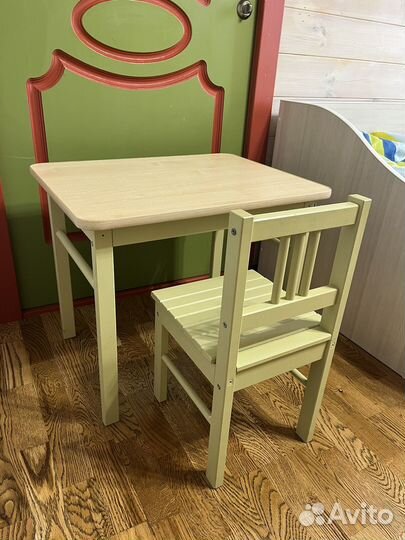 Детский столик и стульчик деревянный