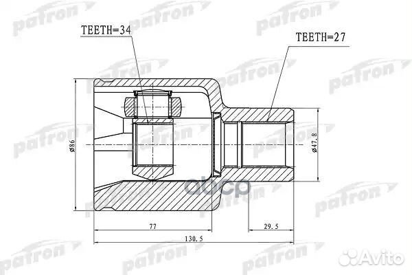 Шрус внутренний 27x47.8x34 ssang yong rexton II