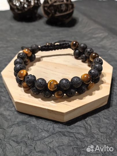 Браслет Шамбала Тигровый глаз и Лава