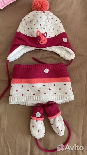 Комплект шапка, шарф, варежки