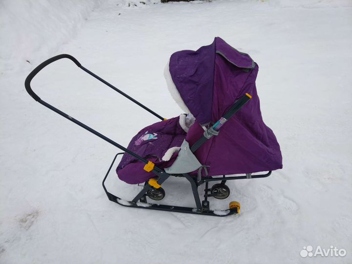 Детские санки коляска с колесами