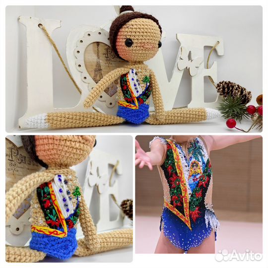 Куколка вязаная гимнастка фигуристка по фото