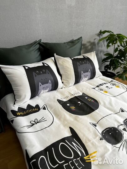 Белье постельное с котиками египеткий хлопок