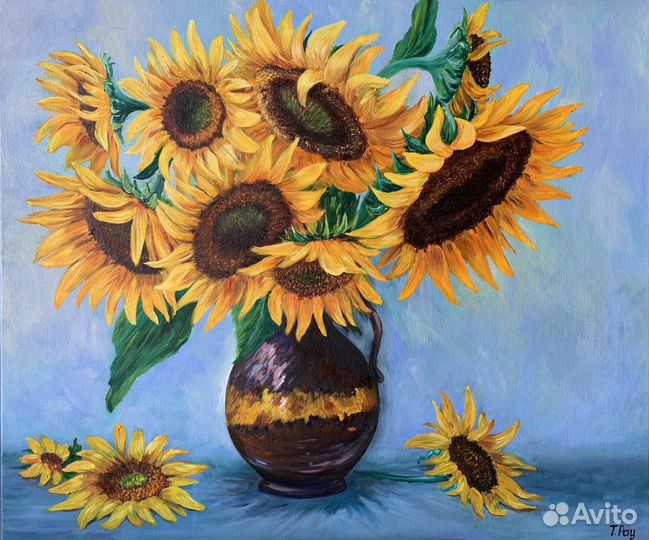 Картина маслом Подсолнухи цветы
