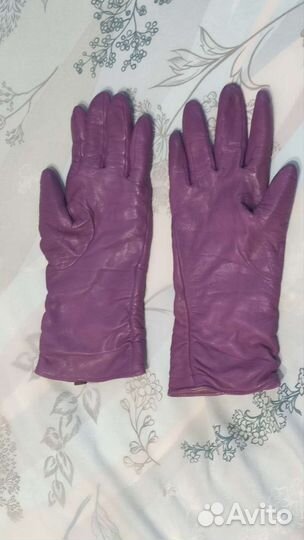 Перчатки кожаные сиреневые