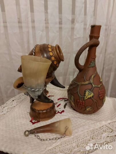 Кувшин. Рога натуральные. Грузия. СССР