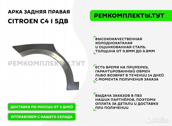 Арка задняя правая Citroen С4 5 дв