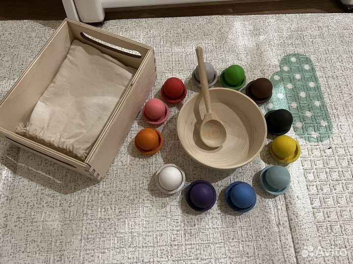 Сортер монтессори шарики с тарелочками