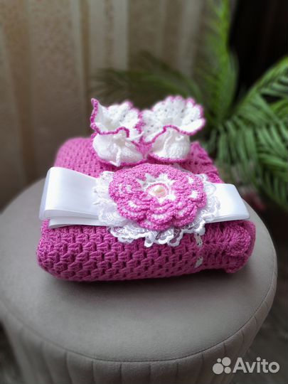 Плед детский вязаный ручная работа