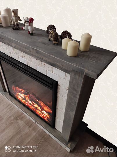 Камин электрический в портале натуральное дерево