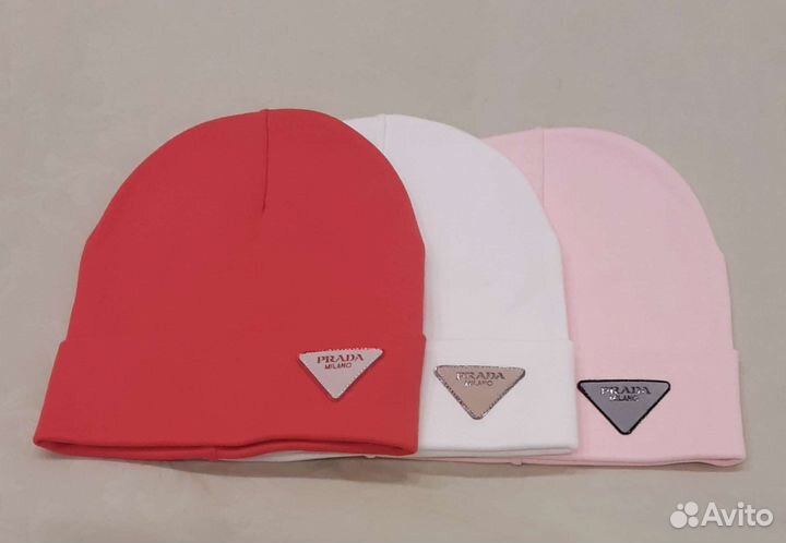 Новые шапочки Prada весна-oceнь, хлопок 48-54