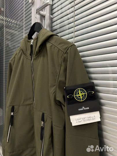 Куртка ветровка stone island soft shell хаки