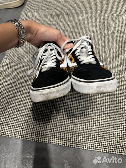 Кеды vans черные леопардовые