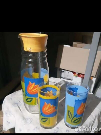 6 стаканов и кувшин.luminarc.посуда