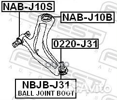 Сайлентблок задний переднего рычага NAB-J10B Fe